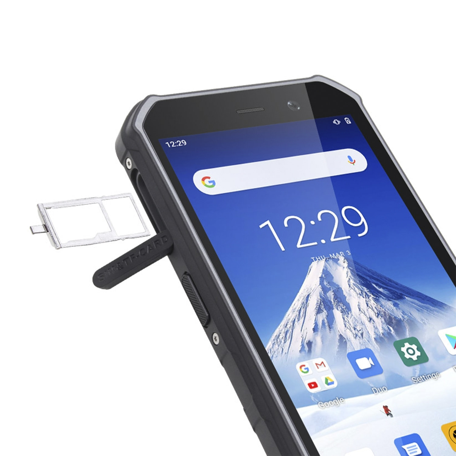 DAM Smartphone robusto  F963 4G, Android 10, 3 GB RAM + 32 GB. Schermo da 5,5''. 13MP+8MP. GPS. GPS IP68. LIVELLO PROVA IP68.3 (Anticaduta, Polvere, Acqua).Funzione POC.ALTOPARLANTE 0,8W. 7,7x1,4x15,5 cm. Colore nero