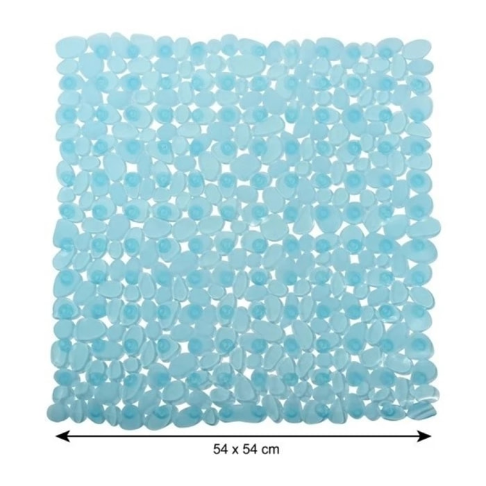Tapis Fond de douche PVC GALETS 53x53cm Bleu Transparent MSV