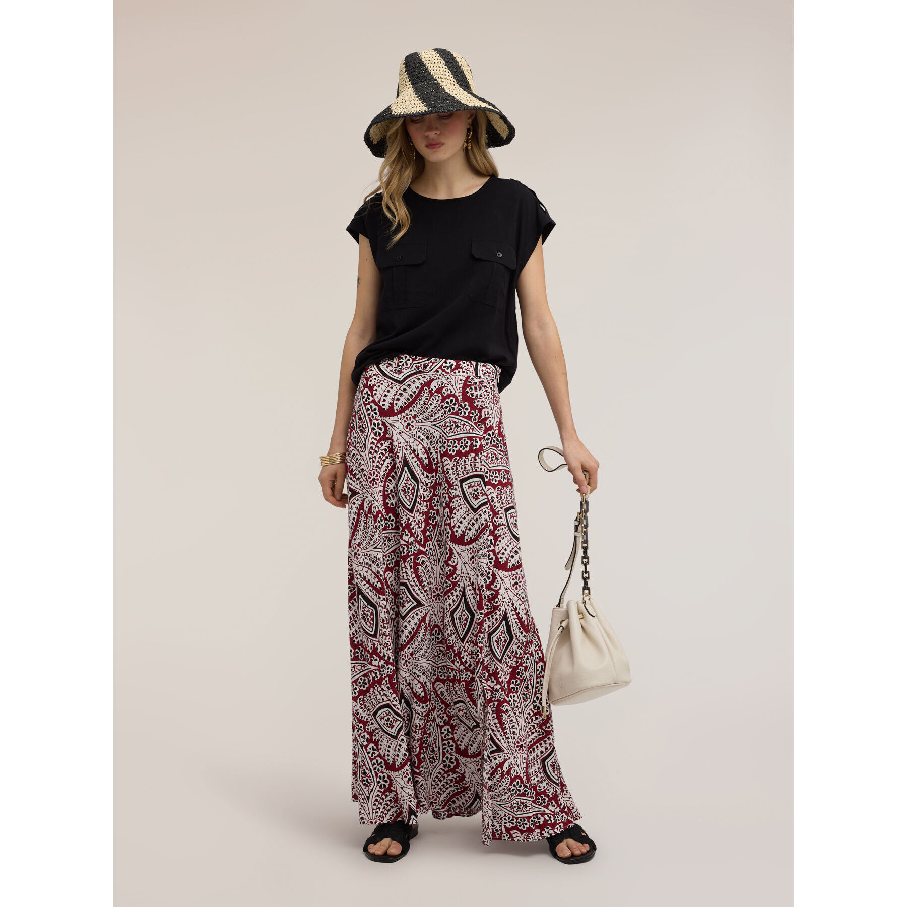 Motivi - Blusa in viscosa con tasche - Nero