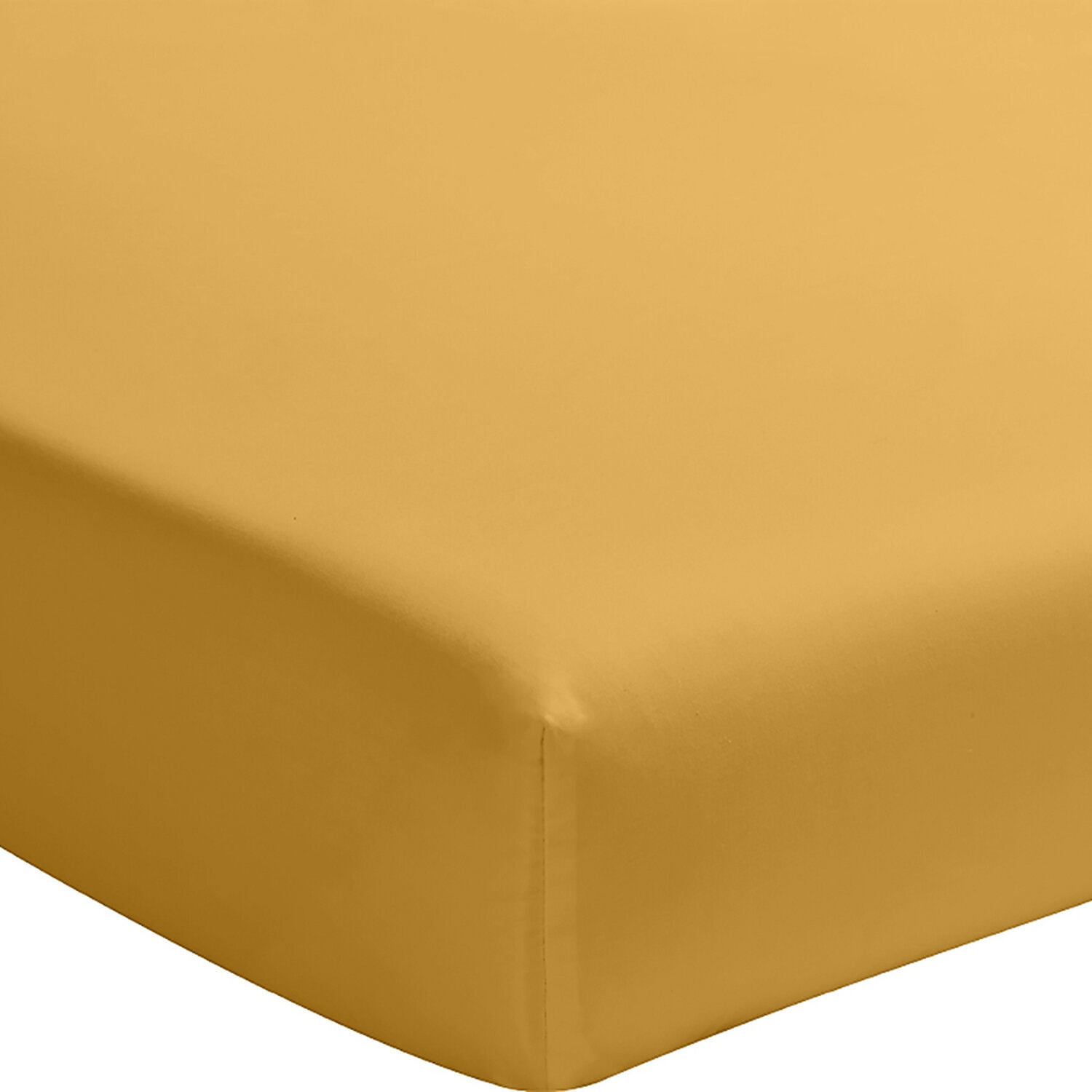 Drap housse- bonnet 30cm 100% percale de coton lavé jaune moutarde