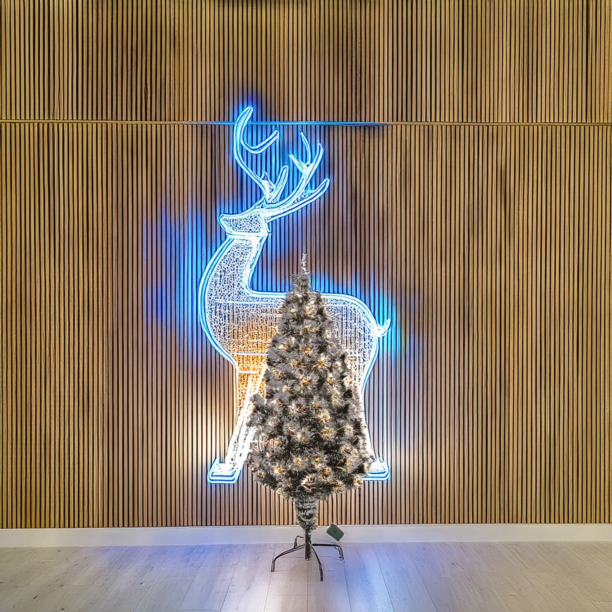 Árbol de navidad de fibra óptica con 135 luces led blanco cálido y 8 funciones de color h.120cm