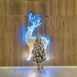 Árbol de navidad de fibra óptica con 135 luces led blanco cálido y 8 funciones de color h.120cm