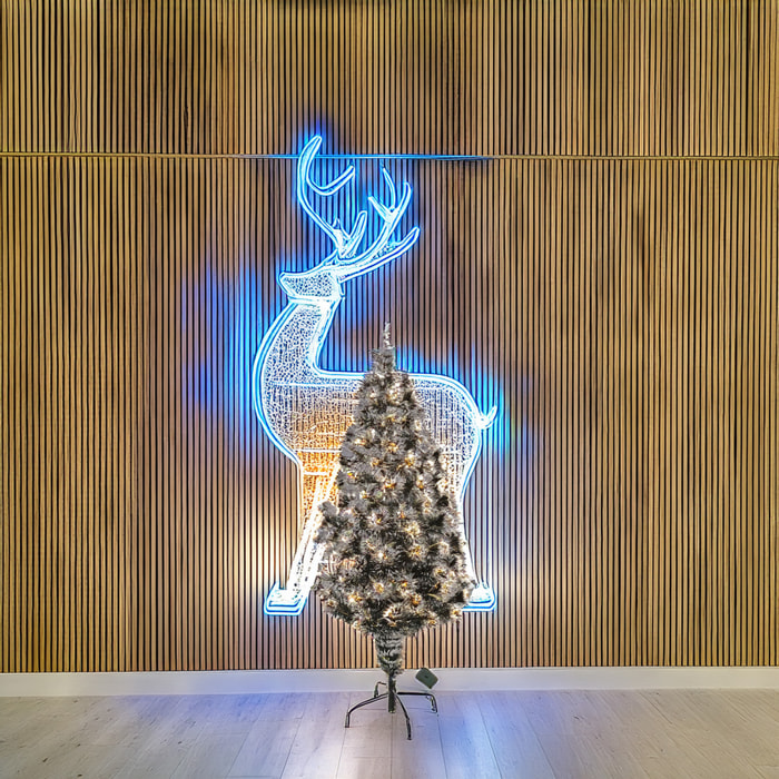 Árbol de navidad de fibra óptica con 135 luces led blanco cálido y 8 funciones de color h.120cm