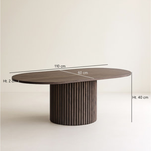 Table basse ovale effet bois couleur noyer 110cm SIERRA