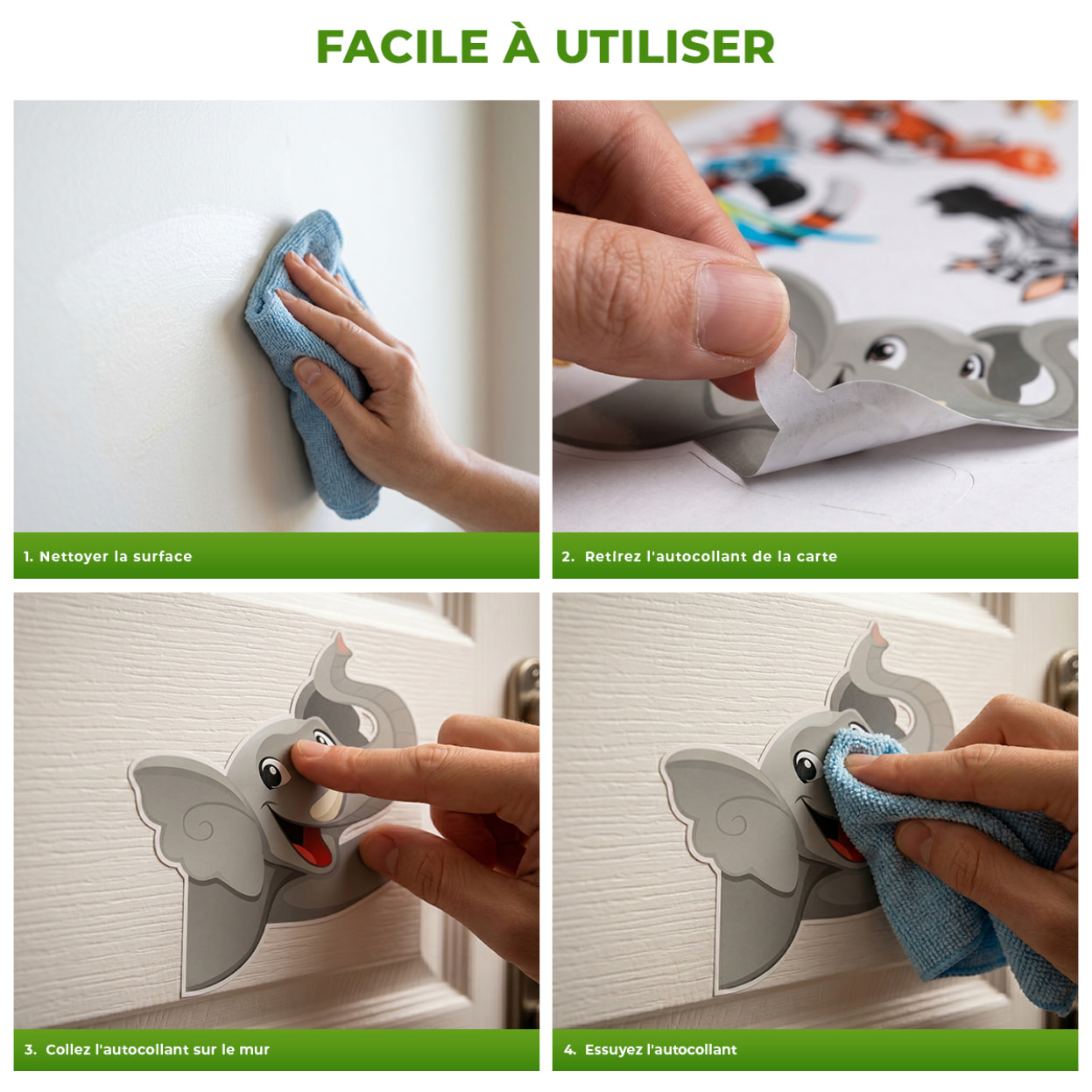 Stickers Muraux décoration adhésifs animaux de la savane pour enfants