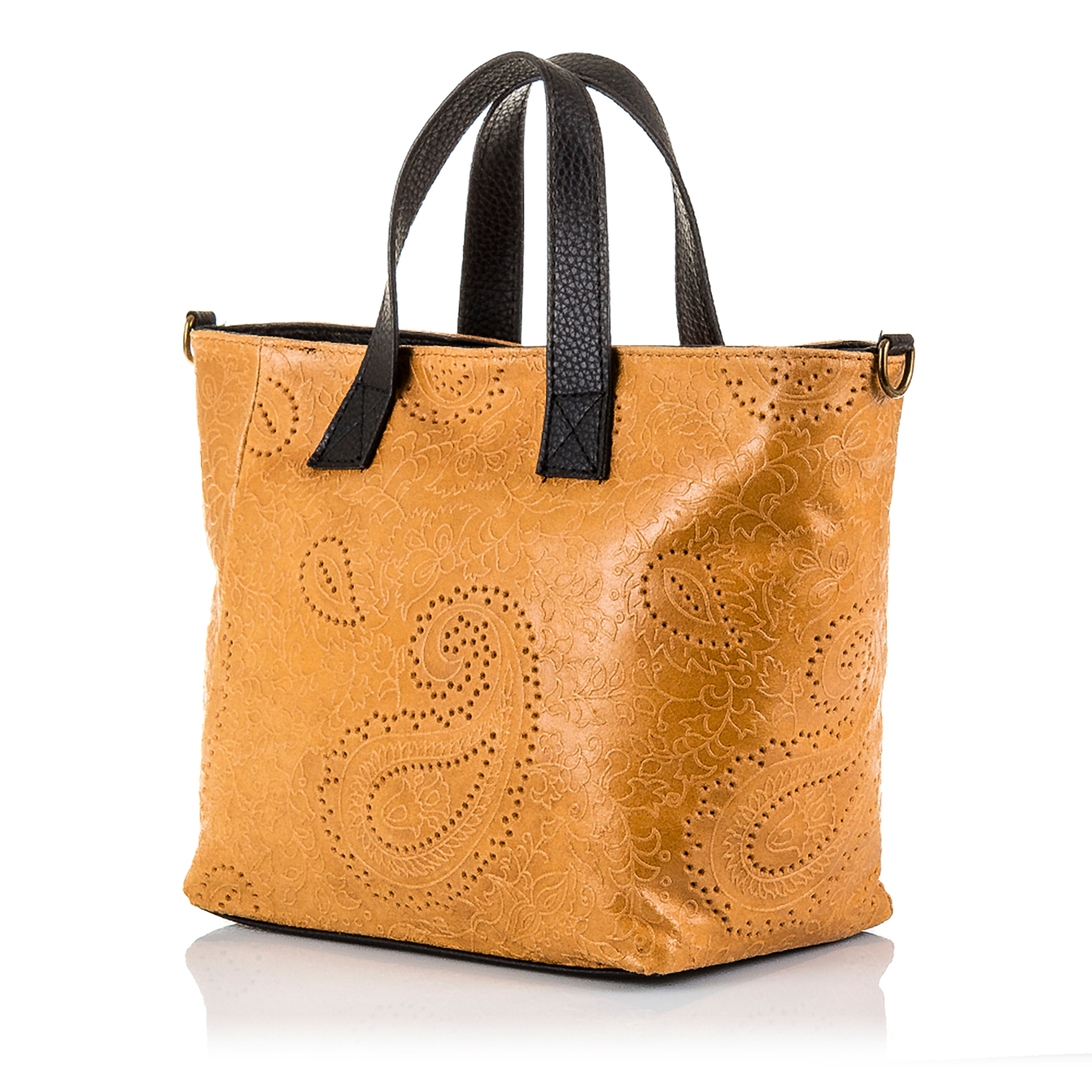 Cassandra Borsa tote Donna.Pelle autentica Camoscio Incisione Arabesca