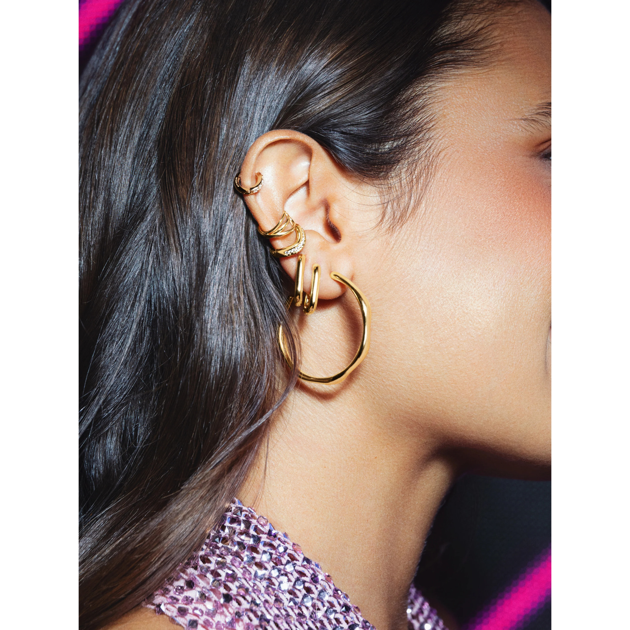 Pendientes Aro Bamboo Baño Oro