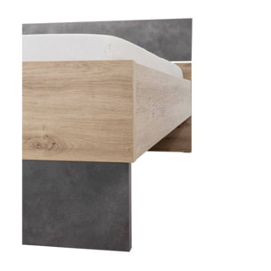 Letto singolo una piazza e mezza con testiera, 215 x 127 x 91, Rovere