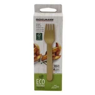 Set de 2 ustensiles de cuisine fourchette en bois Fackelmann Nature FSC