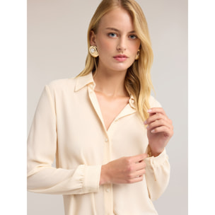 Motivi - Camicia in crêpe de chine con colletto classico - Bianco