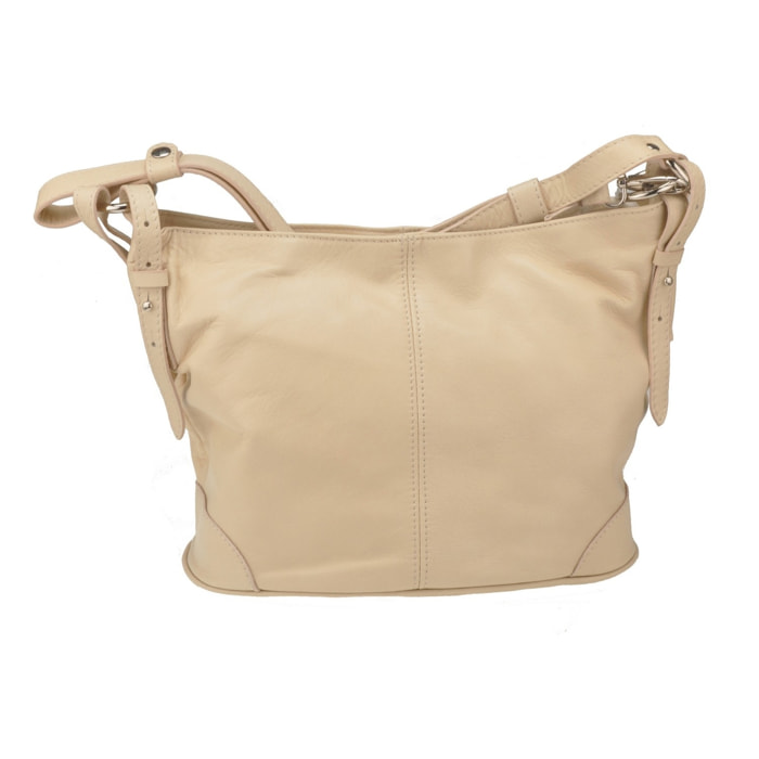 Borse Donna colore Beige-in pelle Made in Italy 34x24x12cm