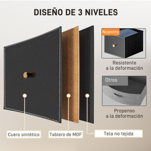 Cómoda para Dormitorio Cajonera de Tela con 9 Cajones Plegables con Frentes de PU y Marco de Acero Cajonera para Dormitorio Salón Negro