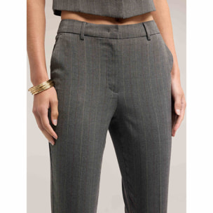 Motivi - Pantaloni slim gessati in tinto filo - Grigio
