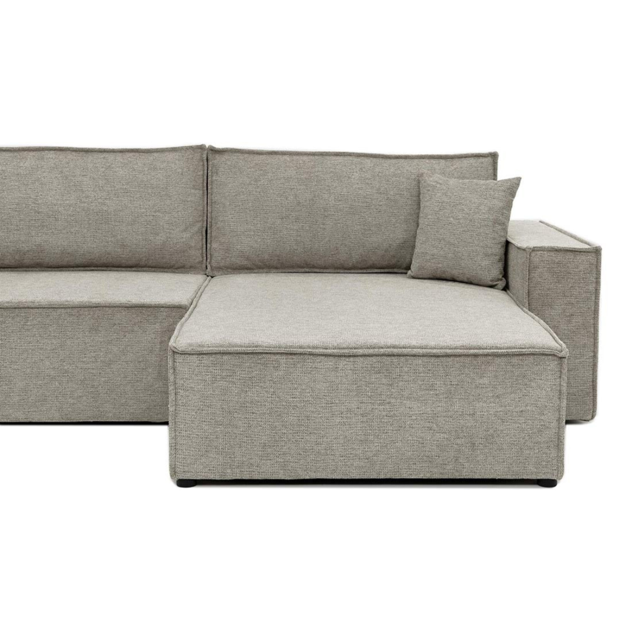 Cezanne - Canapé d'angle réversible 5 places convertible avec coffre en tissu texturé - Gris clair