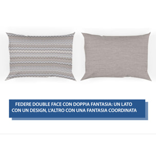 Parure Copripiumino 100% Cotone Made In Italy Fantasia Zig Zag Disegno Baia Beige
