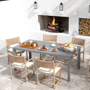 Table de jardin extensible 6-8 personnes dim. 180/240L x 94l x 73H cm alu gris