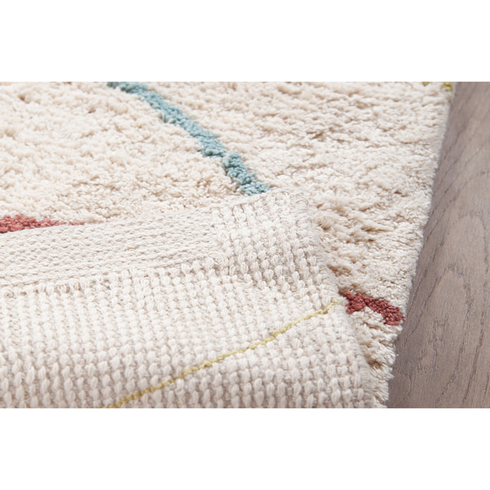 Tapis beige courbes multicolores L100 x L150 cm PEPA