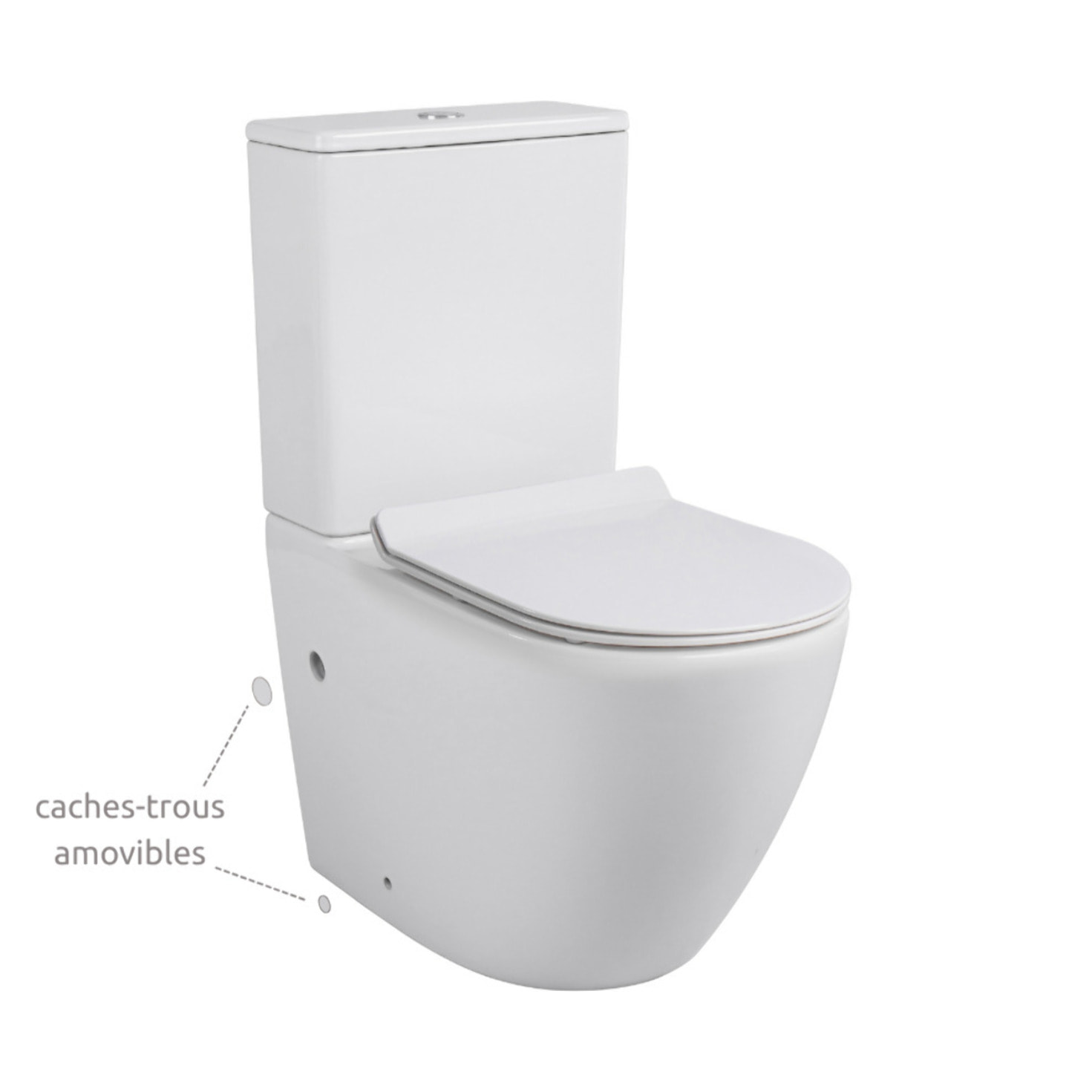 PixL WC à poser sans bride + abattant SoftClose + réservoir de chasse, alimentation par le bas, blanc brillant (CEPX030RREXVPBI)