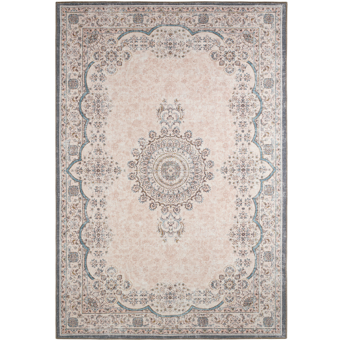 Carry - tapis vintage à poils ras lavable en machine à 30°C, rose