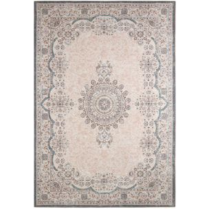 Carry - tapis vintage à poils ras lavable en machine à 30°C, rose