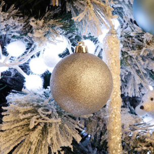 set de 100 bolas de navidad color plata en tubo pet con diferentes diseños y acabados