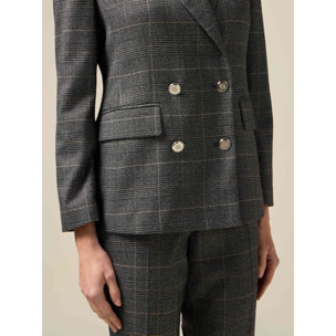 Oltre - Blazer de cuadros cruzado - Gris