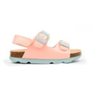 Sandalias infantiles en charol rosa con doble cierre adherente ajustable
