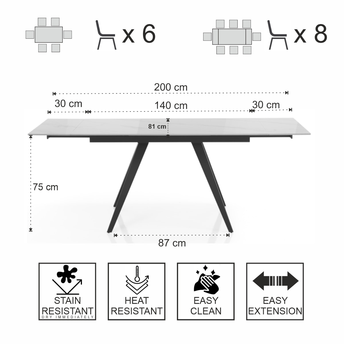 Tomasucci Table extensible EKA MARBRE BLANC
