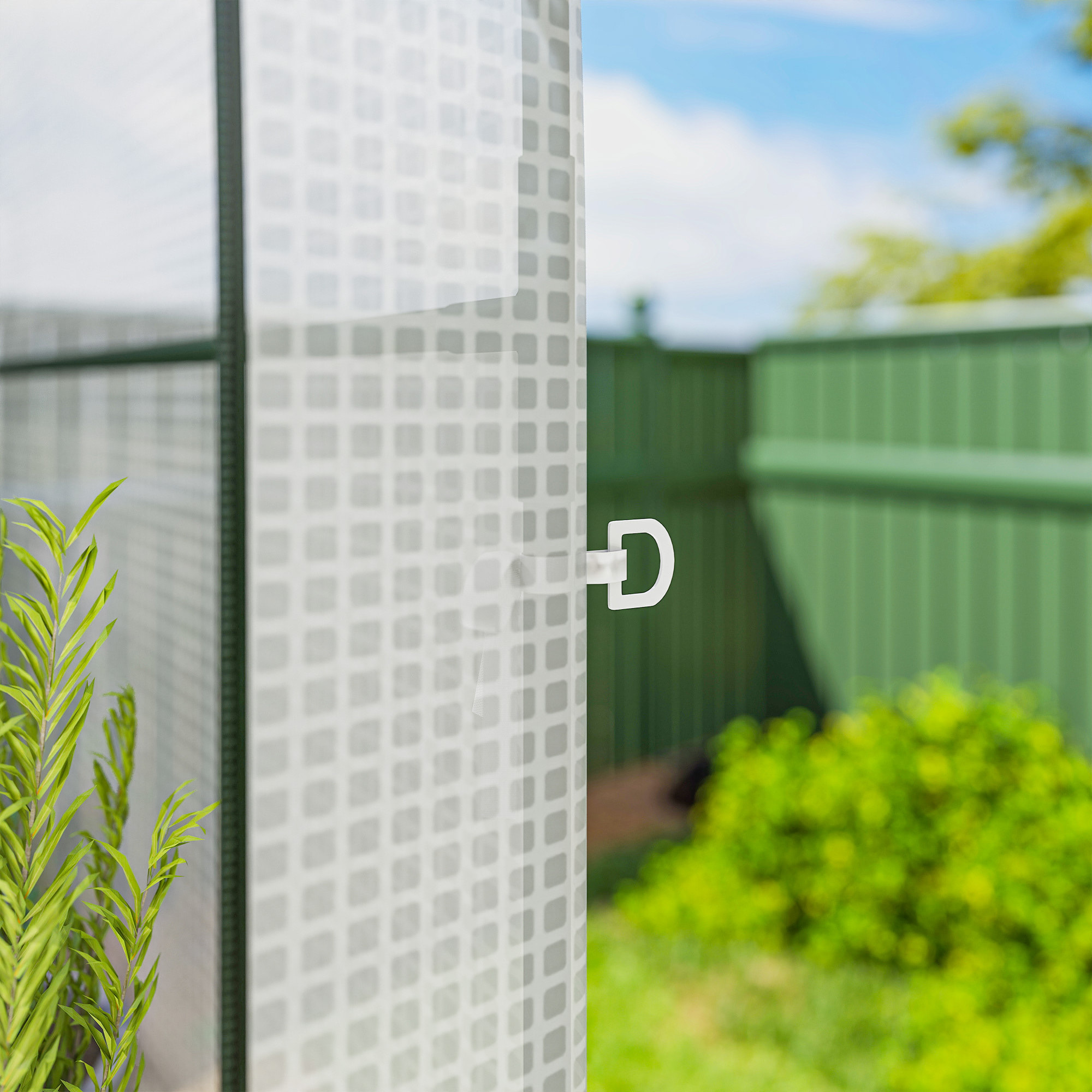 Serre de jardin avec étagères porte enroulable PE blanc