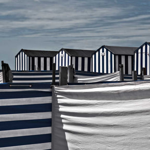 Poster deco toiles de plage Affiche + cadre en bois - Noir