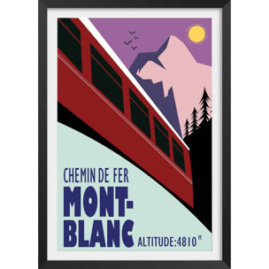 Affiche Terminus chamonix 4810m Affiche sous cadre noir