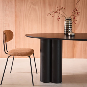 Table à manger ovale bois d'hévéa et placage chêne 8 places LEONORE