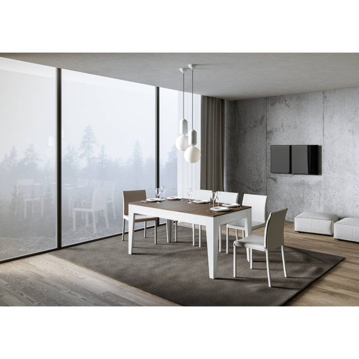 Tavolo allungabile 90x160/220 cm Cico Mix piano Noce - base Bianco Frassino