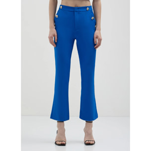 Pantaloni cropped flare bottoni oro