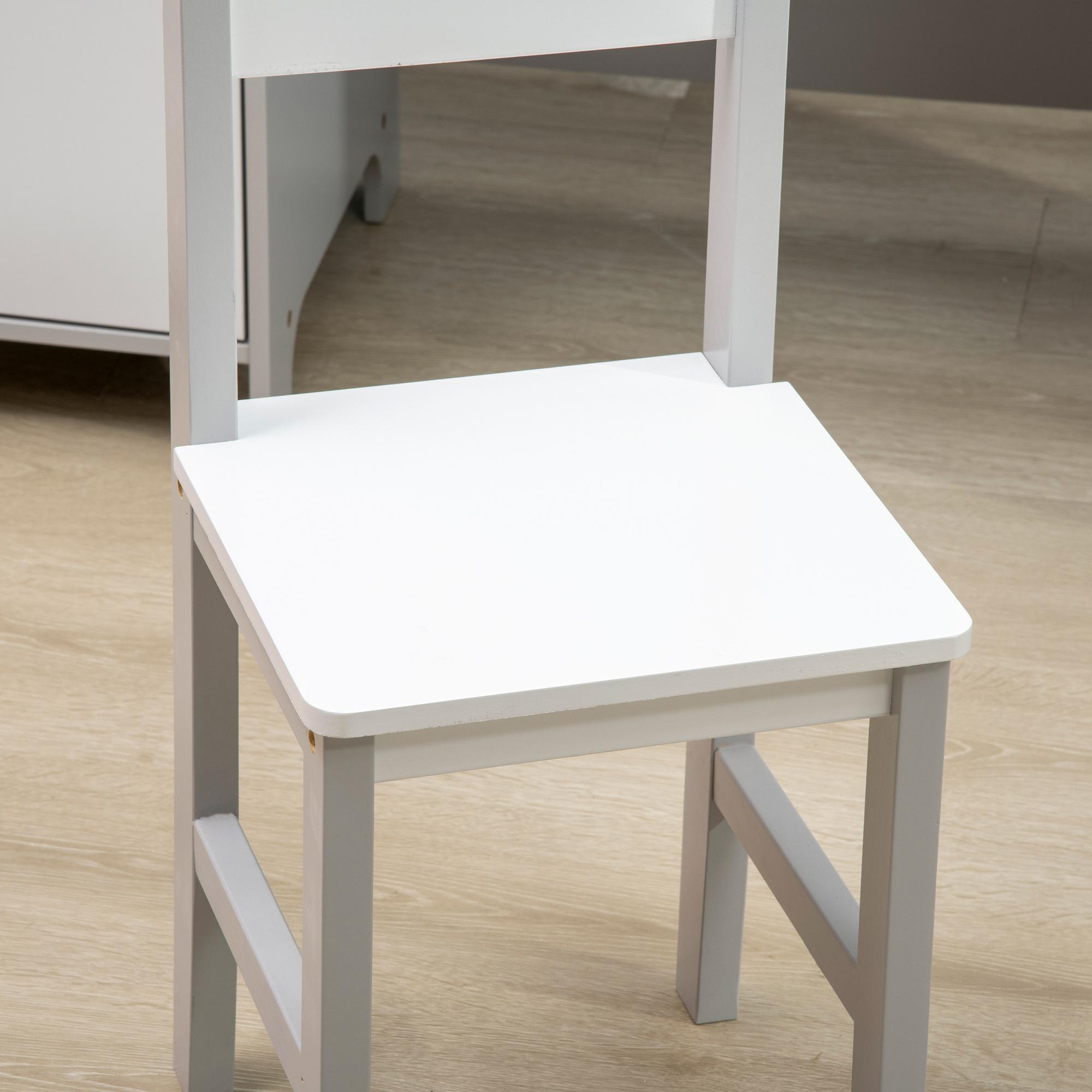 Juego de Mesa y Silla Infantil de Madera con Pizarra Blanca Mesa de Estudio para Niños de +5 Años Mueble Escritorio Infantil 90x45x85 cm Gris