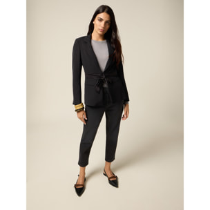 Oltre - Blazer con cintura in raso - Nero