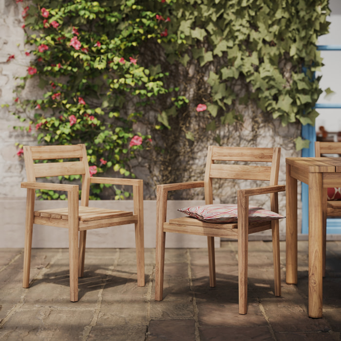 Lot de 2 chaises de jardin en bois de teck - Lucia