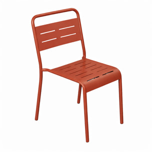 EVORA Lot de 6 chaises de jardin empilables terracotta