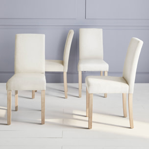 Lot de 4 chaises - Rita - chaises en tissu. pieds en bois cérusé. écru