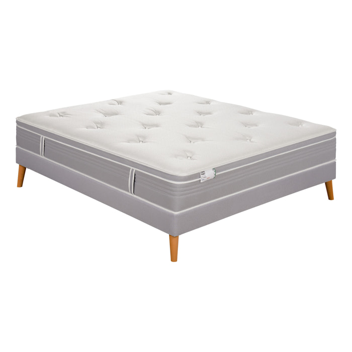 Ensemble LE VISIONNAIRE matelas H27 ressort ensachés, ferme, sommier