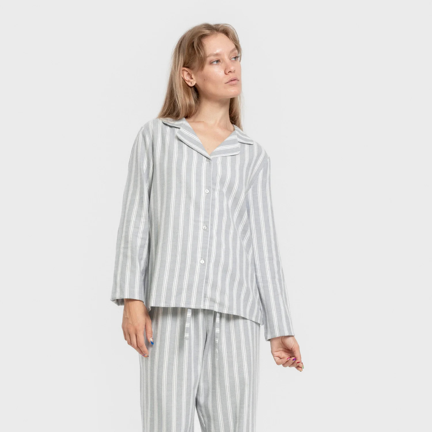 Pijama franela manga larga camisero mujer Raya Marsella Verde Azulado