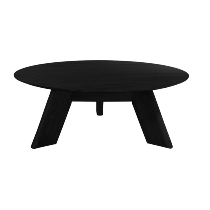 Table basse ronde en bois marron ou noir diam. 90cm - ANGEL