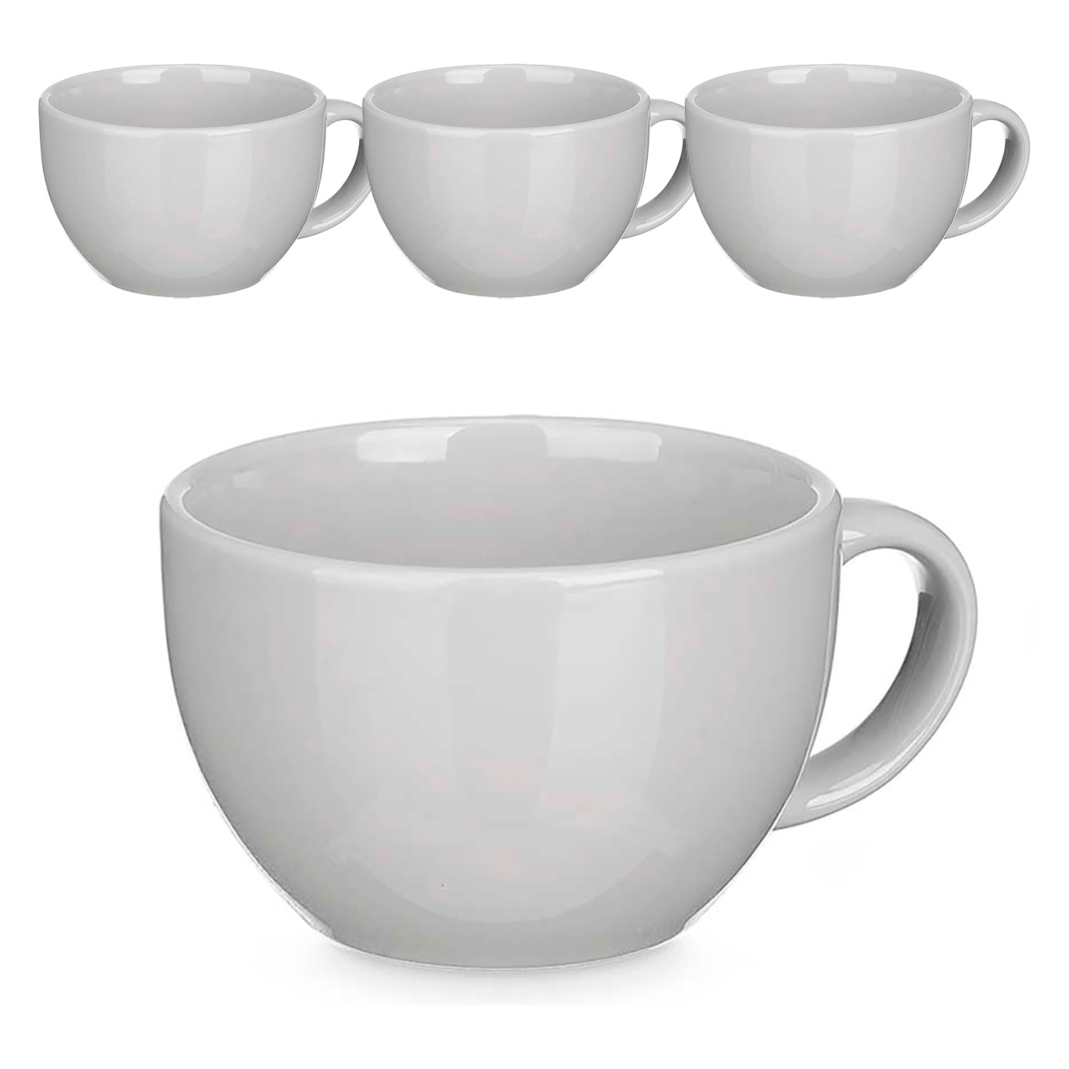 Set de 4 tazones grises de porcelana. 480 ml de capacidad.