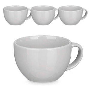 Set de 4 tazones grises de porcelana. 480 ml de capacidad.