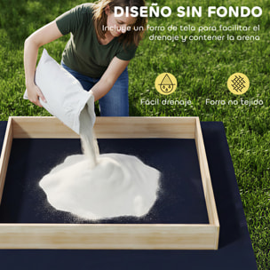 Arenero para Niños de Madera con Excavadora, Arenero Infantil con Asiento Giratorio 360° y Forro de Tela no Tejida, sin Motor, Caja de Arena para Niños de 3-6 Años, 184x90x56 cm, Natural
