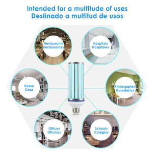 Lámpara led UVC germicida + OZONO con casquillo E27 y control remoto.