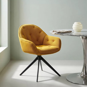 Chaise avec accoudoirs pivotante Carlito Mesh jaune Kare Design