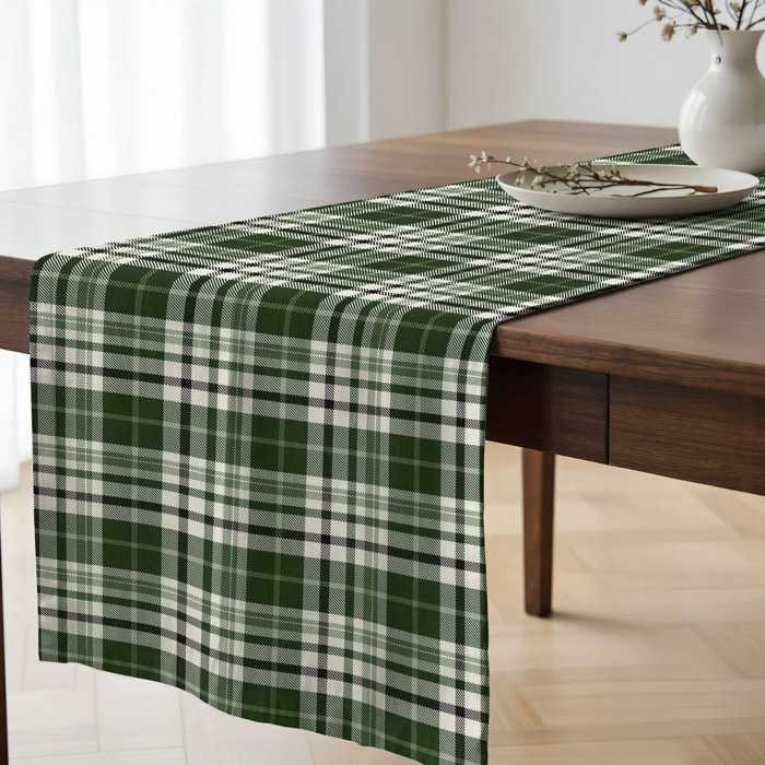 Chemin de table 100% coton Davis Green 50x150 cm