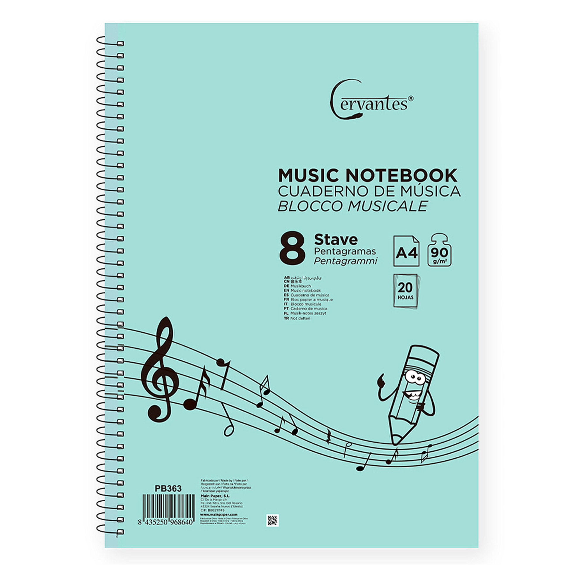 PACK 12 UNITA' QUADERNO DI MUSICA 4 PENTAGRAMMI A5 CERVANTES