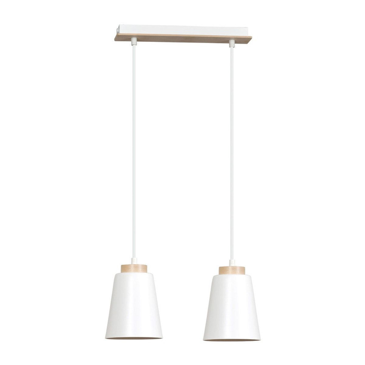 Lampada a sospensione Bolero in acciaio bianco e legno